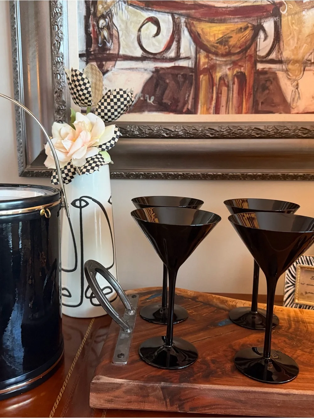 MCM Black Glass Amethyst Martini Coupes - Set of 4 (2 SOLD)
